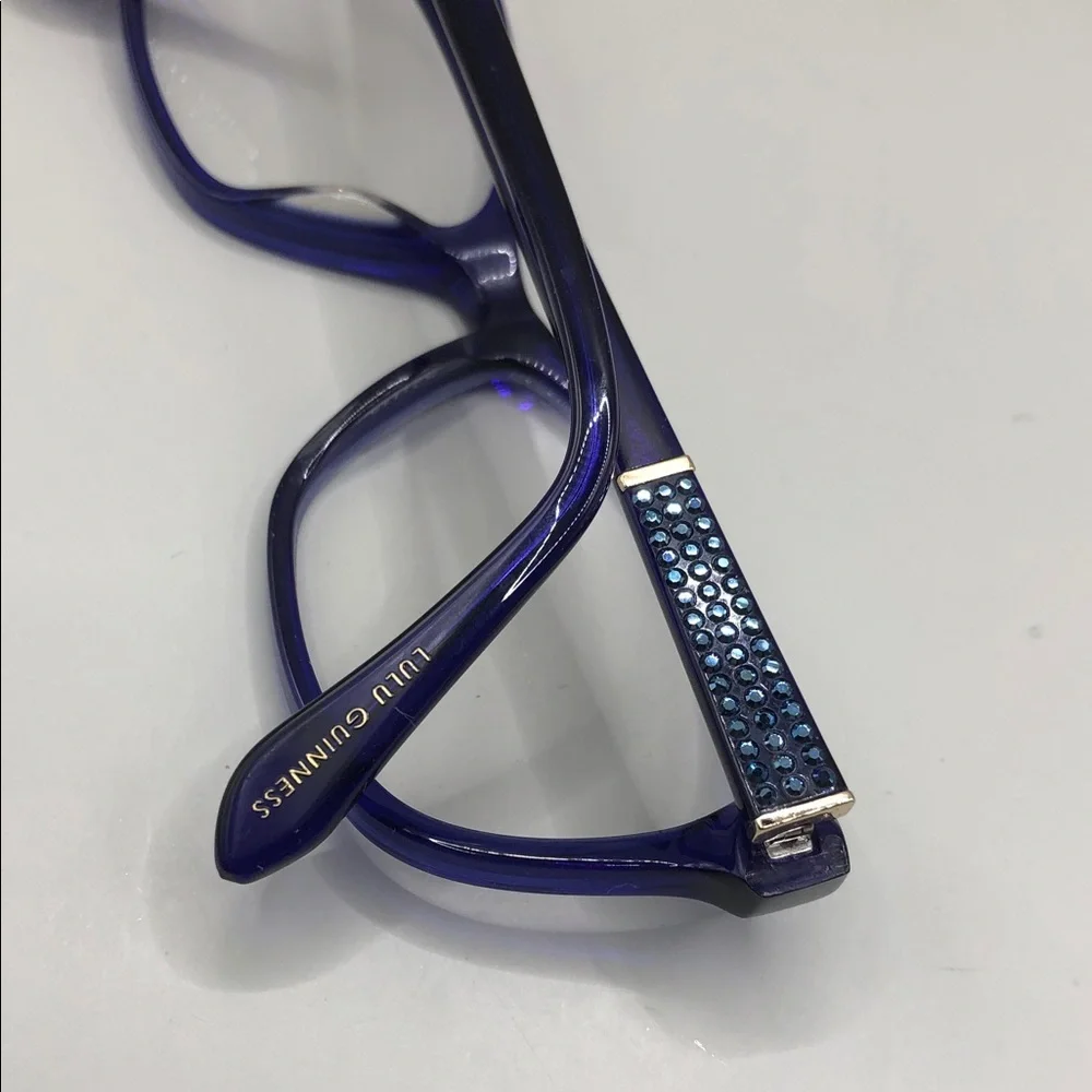 Lulu Guinness L886 Glasses FRAMES Indigo Blue w Crystals 52-15-135 Cat Eye